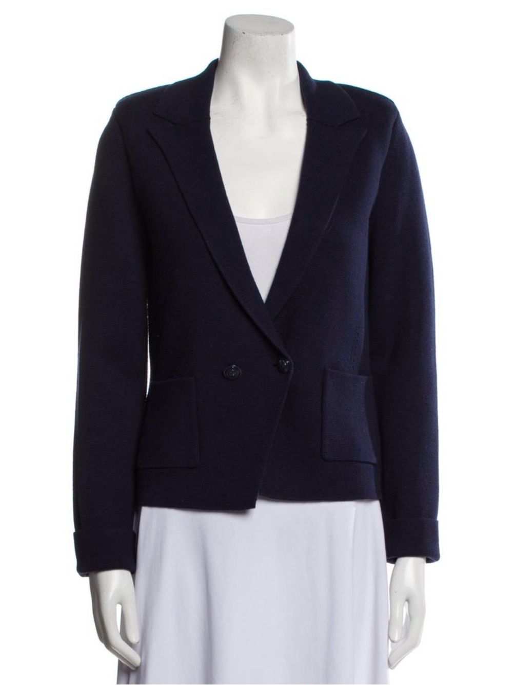 L'AGENCE Navy Double-Breasted Knit Blazer NWT